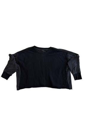 AllSaints Black Cropped Sweatshirt with Chain Trim